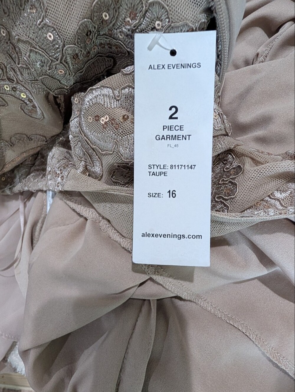 Alex Evenings Embellished Beaded Dress & Sheer Jacket Set Size 16 Champagne Moth - Picture 3 of 7